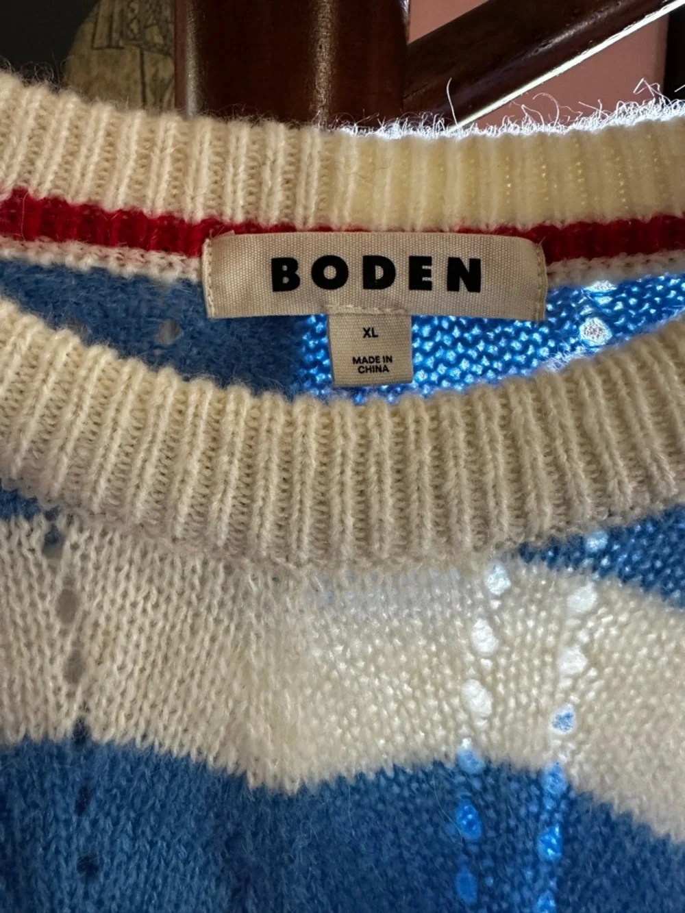 Boden Blue and Cream Stripe Knit Sweater - Picture 2 of 6